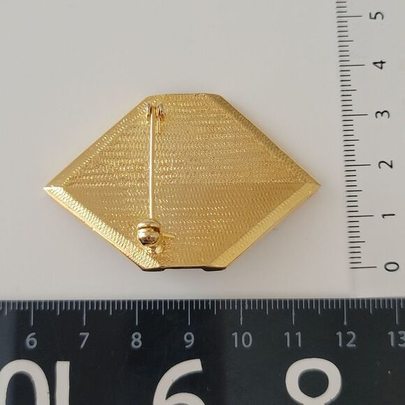 Brooch Gold Tone Abalone Geometric Brooch #0235 - Picture 4 of 6